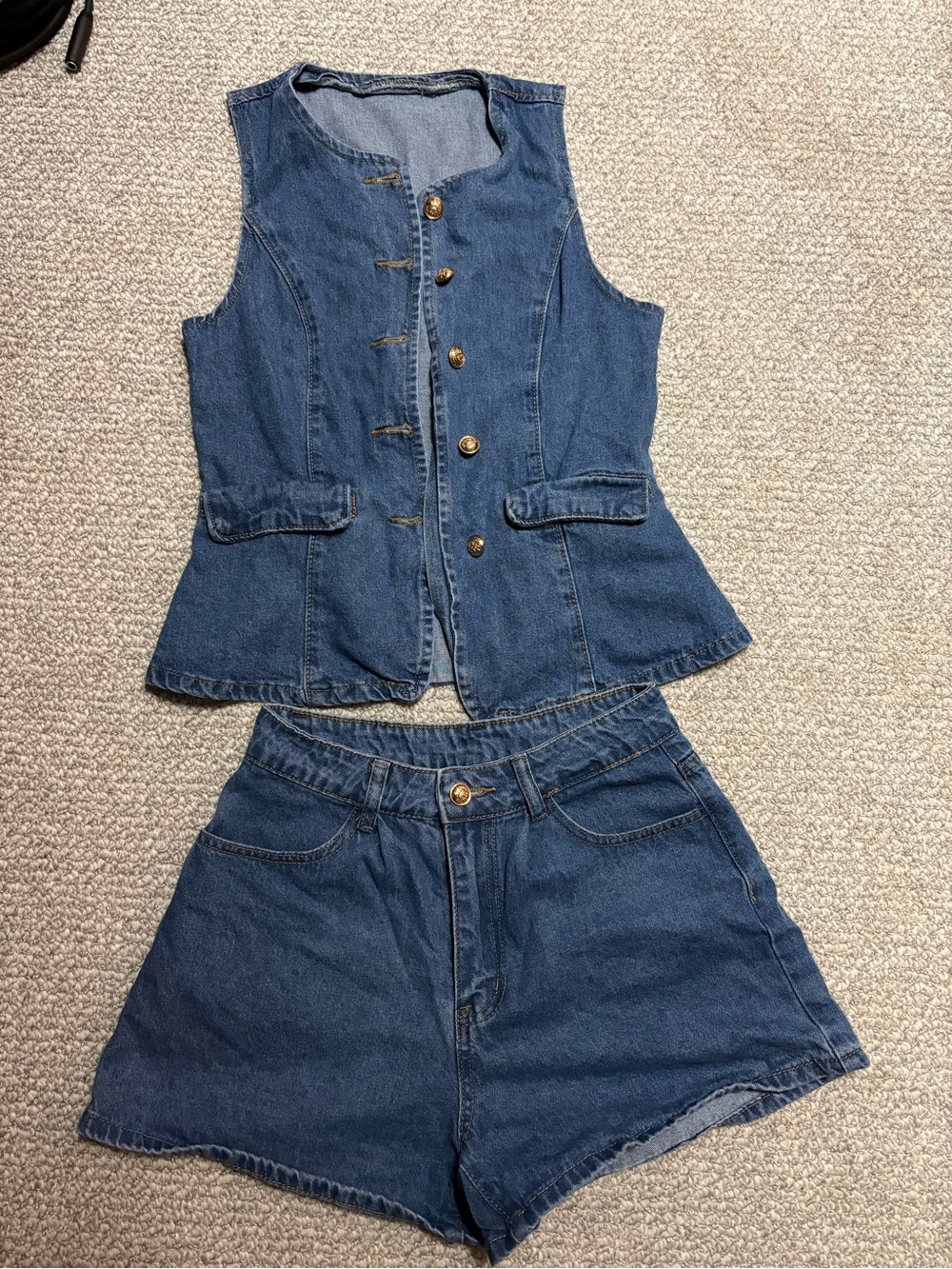 SHEIN Dark Blue High-Waist Denim Shorts